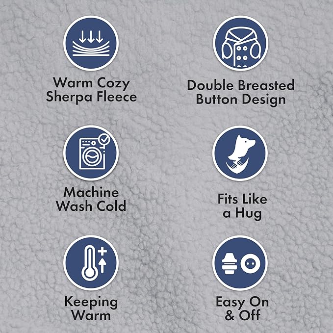 Spark Paws Teddy Dog Sweater, Sherpa Jacket Vest with Warm Fleece Lining, Winter Coat Suitable for Small Medium Large XL XXL Breeds - Grey - L