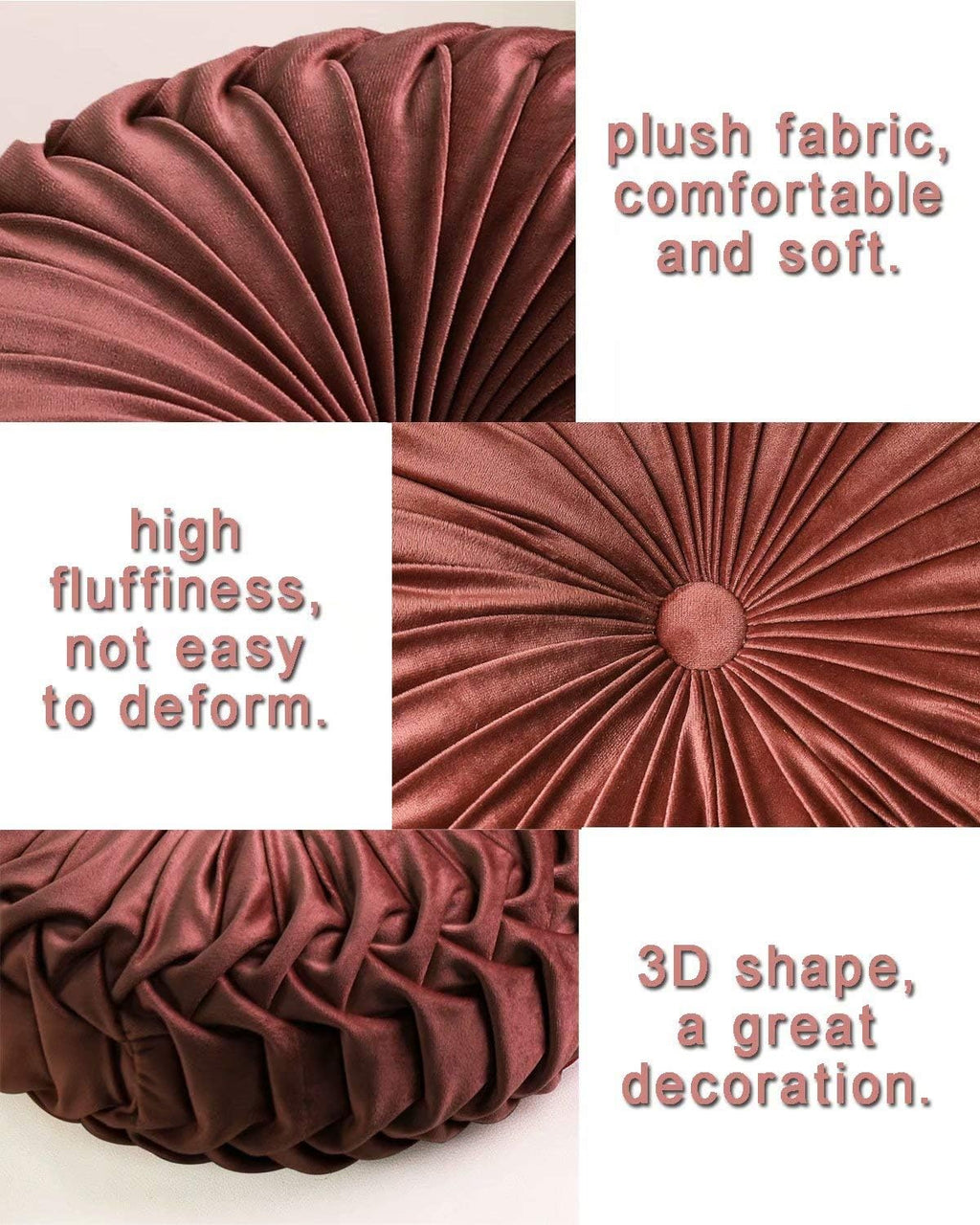 HLOVME Throw Pillow for Couch Decorative 3D Pumpkin Round Velvet Cushion for Sofa Bed Chair Floor 15"X15", Brown