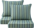 Sunbrella Outdoor Patio Chair Cushions Set, 24" x 24", Set of 2, Water-Repellent, Fade Resistant, Deep Seat Cushion for Backyard, Couch, Sofa and Patio Furniture, Troupe Caribbean