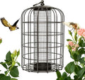 Nature's Rhythm Outdoor Hanging Bird Feeder Cage Mesh Tube Squirrel Proof Wild Bird Feeder with Large Metal Seed Guard Deterrent Green