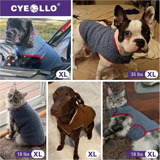 cyeollo Warm Dog Coat Fleece Sherpa Winter Sweater Coats, Turtleneck Dog Jacket Vest for Small Medium Large Dogs with Leash Hole, Soft Reversible Pet Coats for Cold Weather, Green, XL