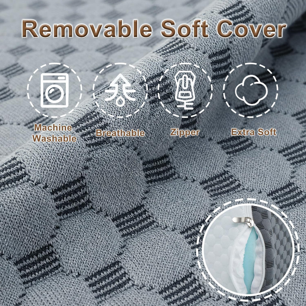 Bed Reading Pillow Back Support with Arms, Removable Pillowcase for Book Working Gaming Resting Watching TV, White Gray/22in