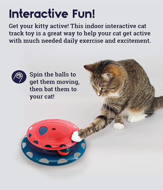 Catstages Catnip Chase Interactive Ball Track Cat Toy, Red and Blue