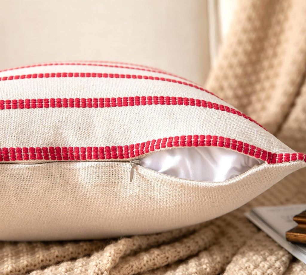 Caflife Boho Christmas Pillow Covers 12x20 Set of 2, Soft Farmhouse Decorative Sofa Pillow Cases, Holiday Red Christmas Throw Pillow Covers, Couch Bed Cushion Covers Living Room Home Decor