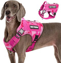 Tactical Dog Harness for Large Dogs,No Pull Military Dog Vest with Easy Control Handle&Molle,Reflective Heavy Duty Pet Harness for K9 Working Hiking Training Daily Walking Camo Pink XL