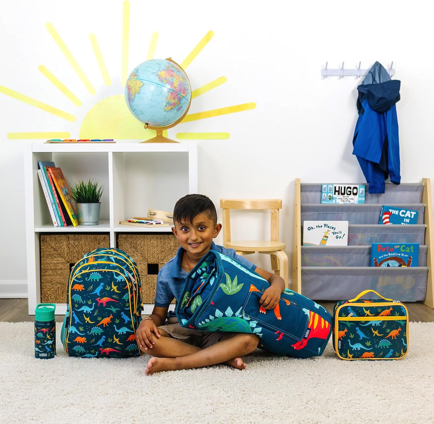 Wildkin Kids Microfiber Nap Mat – Soft Sleep Mat with Pillow, Ideal for School & Travel - Jurassic Dinosaurs