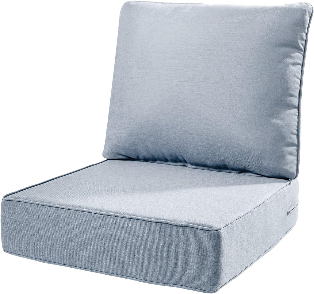 6" Thick Outdoor Cushions 22x24x6, 1-Set Deep Seat Patio Cushions with Removable Cover, Waterproof & Fade Resistant Replacement for Wicker Chair, Loveseat, Sofa - Baby Blue