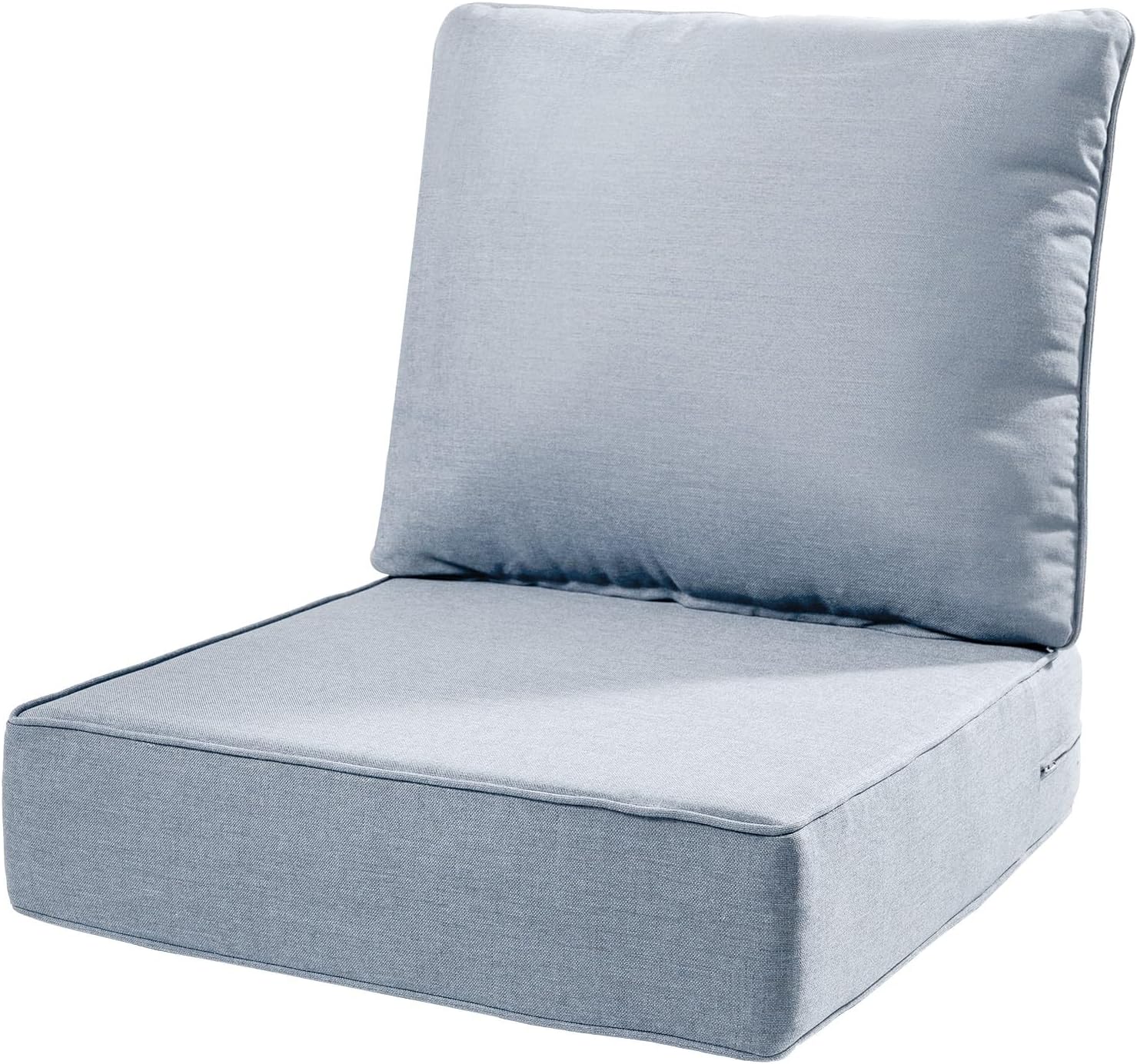 6" Thick Outdoor Cushions 22x24x6, 1-Set Deep Seat Patio Cushions with Removable Cover, Waterproof & Fade Resistant Replacement for Wicker Chair, Loveseat, Sofa - Baby Blue