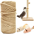 164FT/50M Cat Scratching Sisal Rope, 6mm Thick Natural Jute Rope for Scratch Posts, Cat Trees, DIY Projects, Sisal Rope for Cat Scratcher with 2 Cat Mouse Toys (Natural, 164ft)