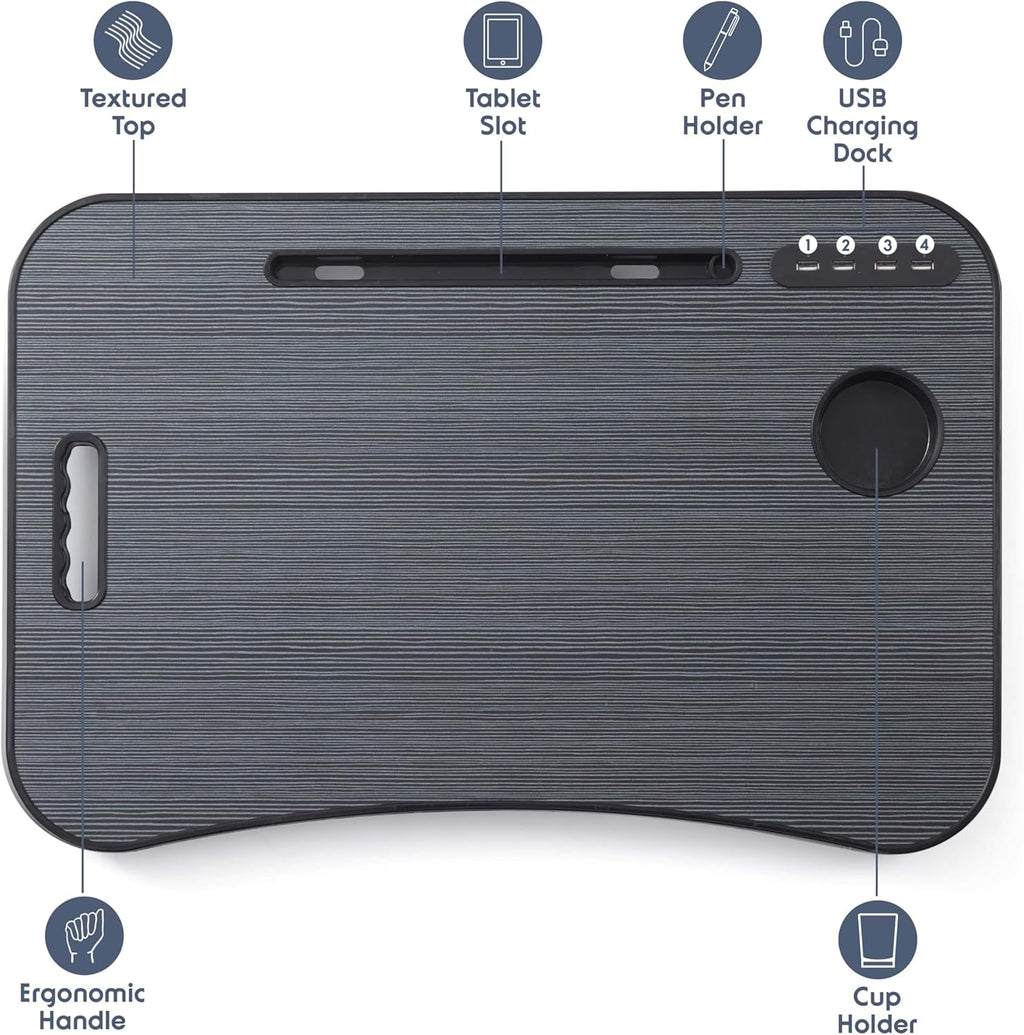 Nestl Fur Reading Pillow with Laptop Lap Desk, Stylish Back Pillow for Sitting Up, Lap Desk with Reading Pillows for Sitting in Bed Adult & Kids, Faux Fur Chair Pillow with Arms - Dusty Purple