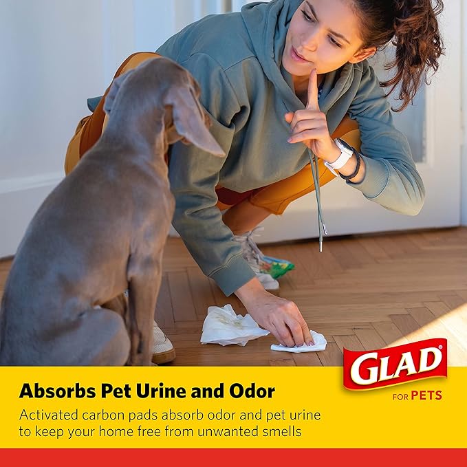 Glad for Pets Black Charcoal Puppy Pads - Super Absorbent Disposable Dog Pee Pads, Potty Training Pads, and Pet Supplies - Dog Pee Pads for Crate Training and Indoor Use 23" x 23" - 150 Count