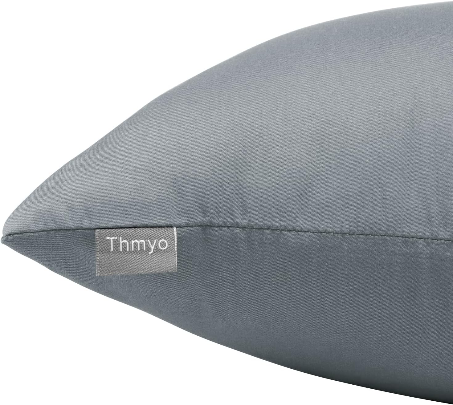Thmyo 4-Pack 100% Cotton Comfortable Solid Decorative Throw Pillow Case, Square Cushion Cover Pillowcase Sublimation Blank Pillow Covers DIY Throw Pillowcase for Sofa(20x20 inch/ 50x50cm,Dark Grey)