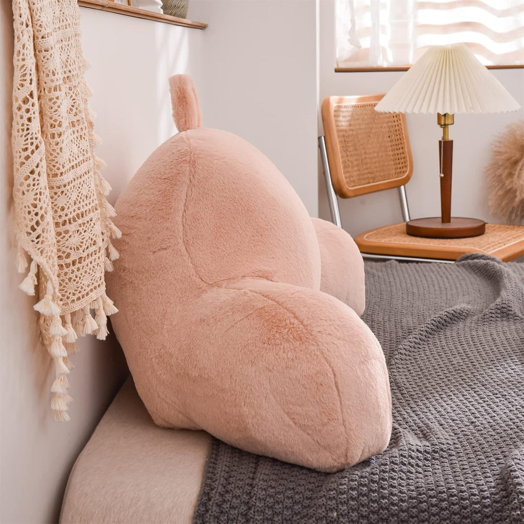 A Nice Night Faux Fur Reading Pillow Bed Wedge Large Adult Children Backrest with Arms Back Support for Sitting Up in Bed/Couch for Bedrest,Pink