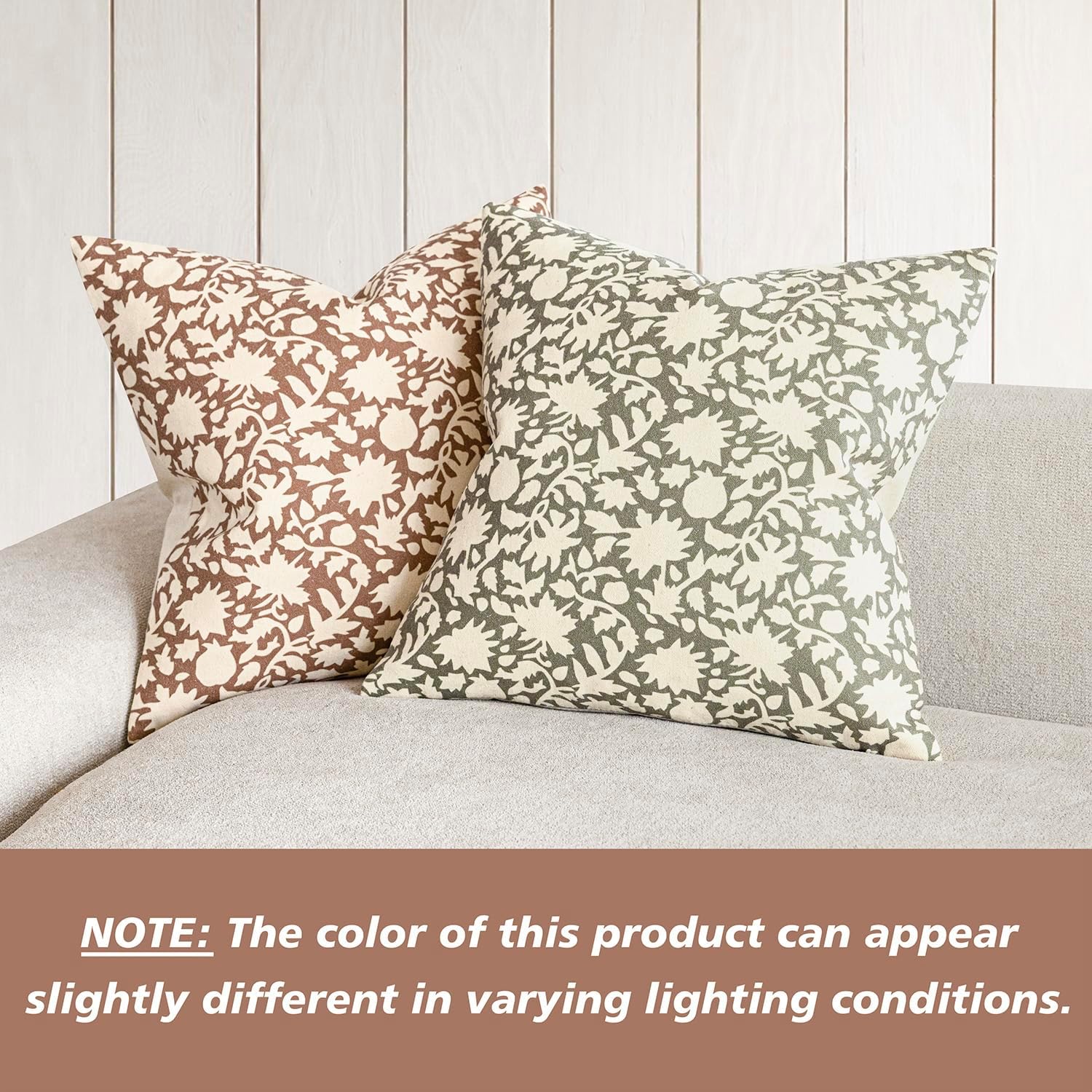 Foindtower Set of 2 Decorative Neutral Floral Throw Pillow Covers Accent Farmhouse Cushion Covers Boho Pillowcase for Couch Sofa Bedroom Living Room Home Decor,20×20 Inch,Light Orange Brown