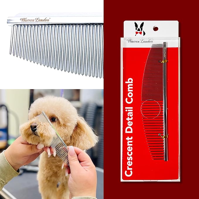 Warren London Copper Crescent Comb 6.5 inches – Premium Dog Grooming Comb for Professional-Quality Results Comfort Control Durability and Detail