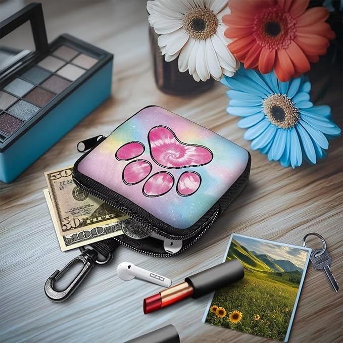 KEIAHUAN Pink Dog Paws Dog Treat Pouch Small Fanny Zipper Pack Holder for Puppy Hands-Free Snack Pouch for Dog Training, Walks & Outdoor Use