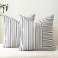 DWR Striped 3D Textured Weave Throw Pillow Covers 18x18 Set of 2, Polyester Cotton Blend in Navy, Modern Farmhouse Decorative Pillow Cases for Couch Sofa Bed Living Room