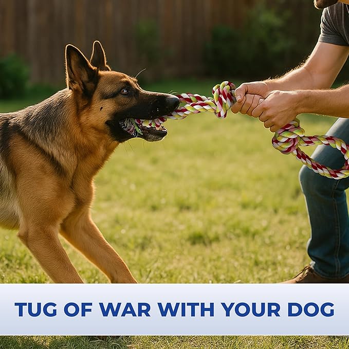 Pup Quartet Dog Rope Toy for Aggressive Chewers 2-Pack Tug of War Dog Toy with Thick Knots Heavy Duty Rope Toys for Dogs – Indestructible Rop Chew Toys for Medium & Large Dogs