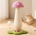 21.5‘’ H Cat Scratching Post with Catnip,Cute Mushroom Cat Scratcher Post with Durable Natural Solid Wood Turntable Toy,Baby Pink Mushroom Shape Design Cat Toy Cat Sisal Scratcher for Indoor Cats