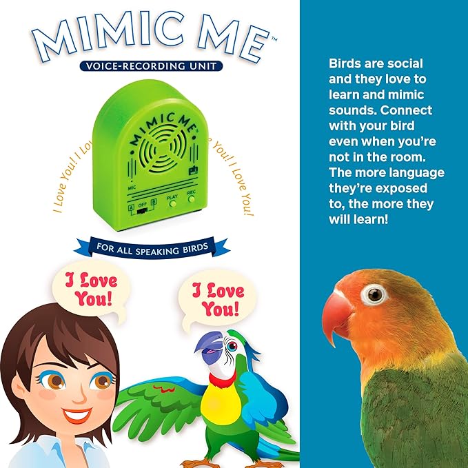 Prevue Hendryx 62900 Mimic Me Voice-Recording Unit for Birds Green Small