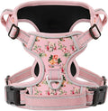 HEELE Dog Harness, No Pull Adjustable Padded Reflective Harness for Small Medium Large Dogs with Handle for Walking Training, Flower-Pink, M