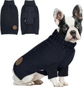 cyeollo Warm Small Dog Sweater, Knit Cold Weather Doggy Sweaters for Small Dogs Boy Pullover Winter Dog Clothes with Turtleneck for Indoor & Outdoor Wear, Navy M