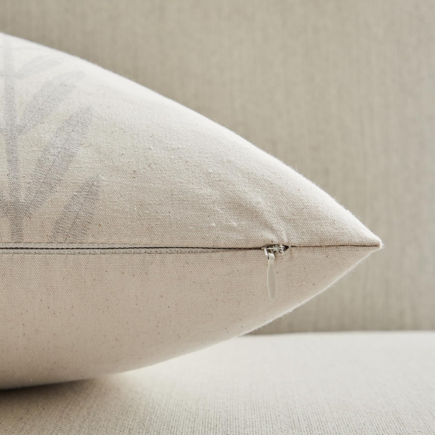 100% Cotton Farmhouse Leaves Throw Pillow Covers Set of 2, 20x20 Inch Mixed Grey Pastoral Decorative Print Cushion Covers for Sofa Bed Living Room Home Decor