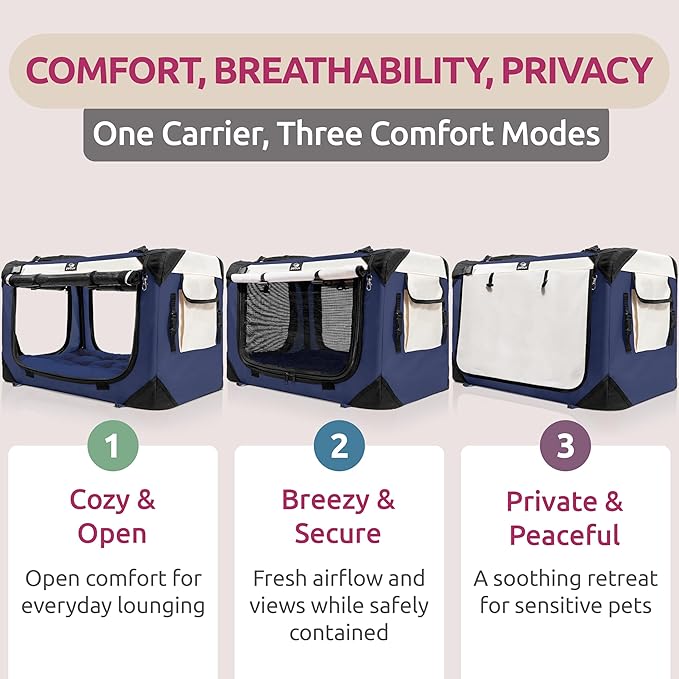 Large Cat Carrier & Dog Carrier for 2 Cats or Medium Dog. Soft Sided Pet Carrier for Travel. Collapsible, Portable with Soft Bed, Top & Side Loading, Locking Zippers, Puppy Crate & Kennel
