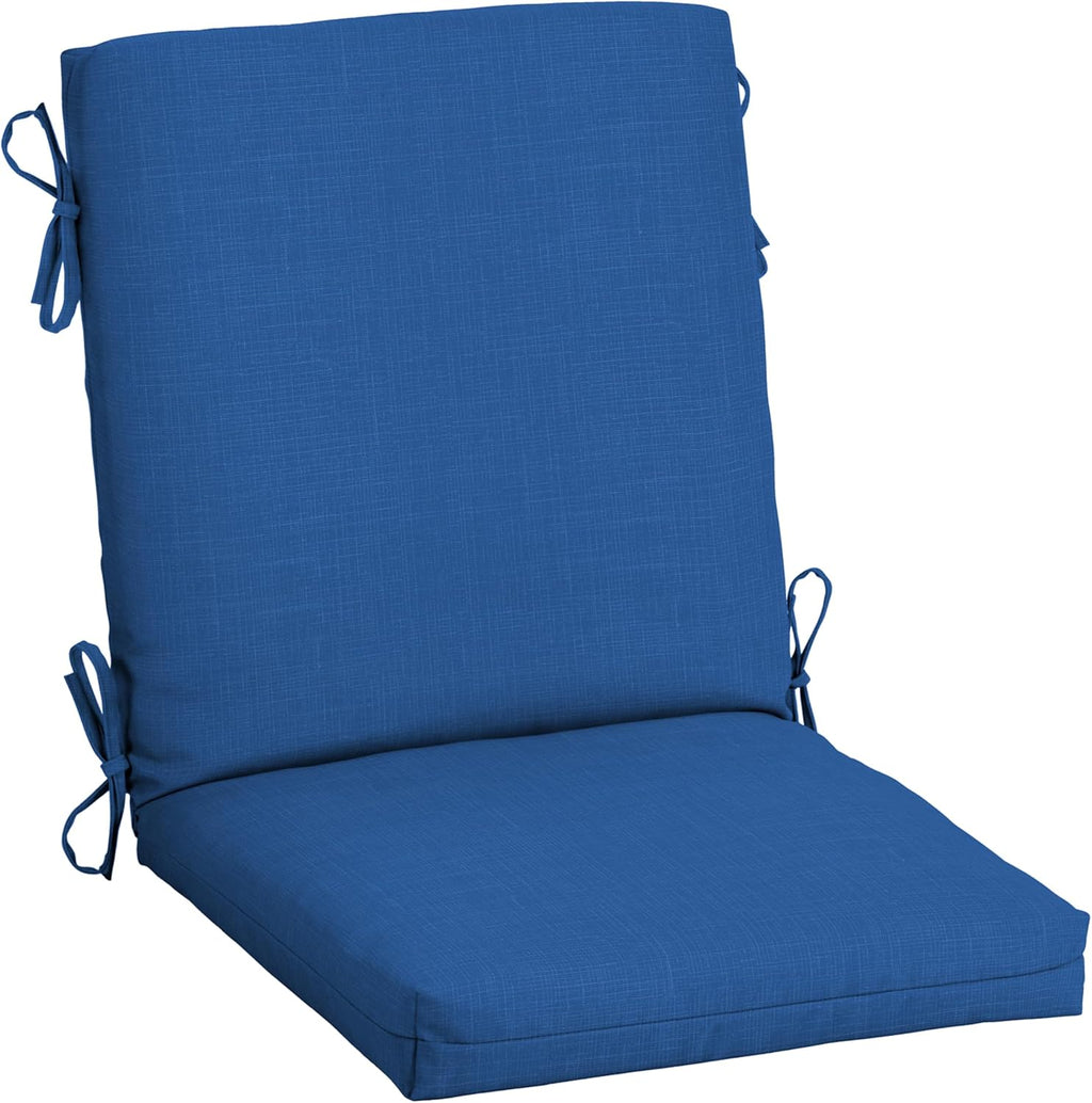 Arden Outdoor Midback Chair Cushion, 18 x 16.5, Rain-Proof, Fade Resistant Cobalt Blue Texture