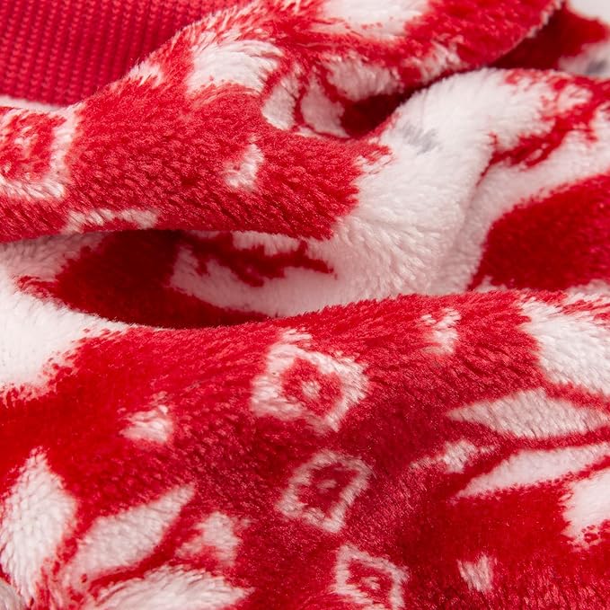POMIU Dog Sweater, Dog Sweaters for Small Medium Dogs or Cat, Warm Soft Flannel Pet Clothes for Dogs Girl or Boy, Dog Shirt Coat Jacket (Xmas Red+Xmas White, Small)