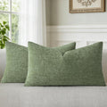 a moment Moss Green Chenille Throw Pillow Covers 12x20 Inch Pack of 2 Modern Decorative Throw Pillow Covers Farmhouse Cross Covers Home Decor for Sofa Bedroom Living Room