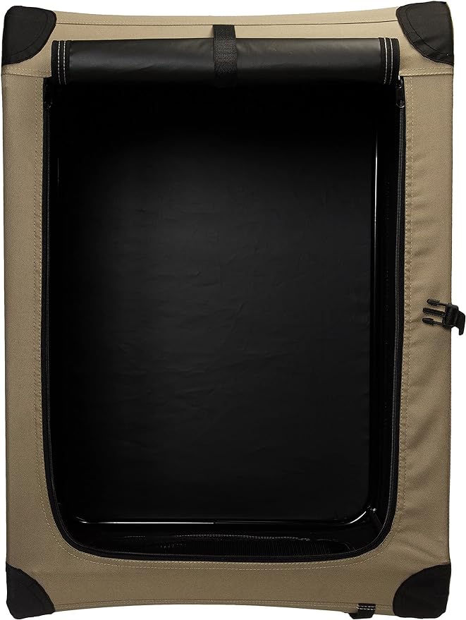 Amazon Basics 2-Door Portable Soft-Sided Folding Soft Dog Travel Crate Kennel, Medium (M 30" x 21" x 21"), Tan