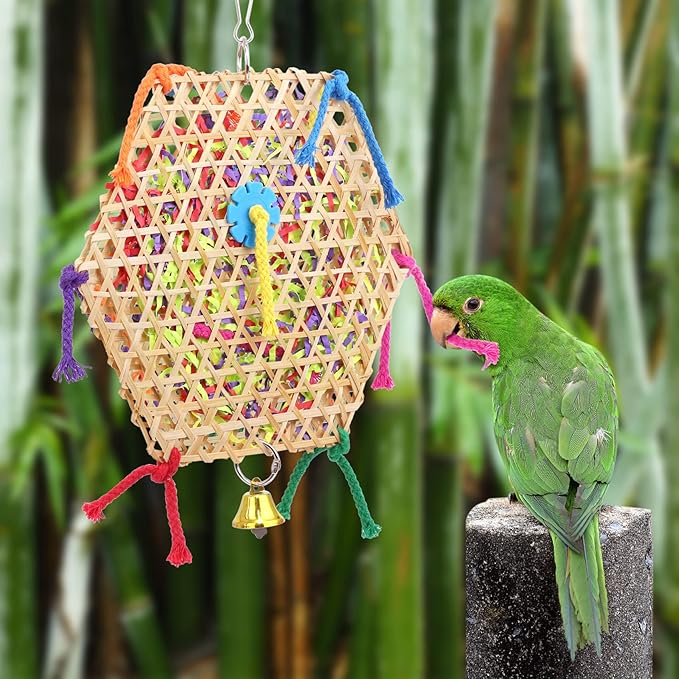 Bird Parrot Toys，2 Pack Bird Hanging Foraging Shredder Toys for Small Medium Small Bird Conure Cockatiel Parrotlet Lovebird Budgie
