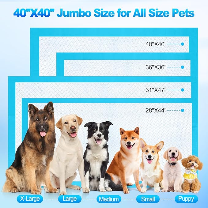 Pee Pads for Dogs & Cats 40"x40" 100 Count, Puppy Pads Extra Large, Disposable Thicken Pet Training Pads for Doggie Rabbits, Incontinence Underpads Ultra Absorbent & Quick-Dry, Leakproof Potty Pad