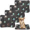 4 Pack Ultra Soft Dog Cat Bed Mat with Cute Prints Reversible Fleece Dog Crate Kennel Pad Cozy Washable Thickened Hamster Guinea Pig Pet Bed Mat for Small Animals(23 x 18 Inches,Black)