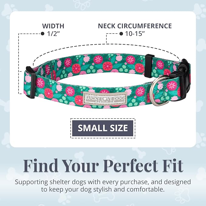 Lucky Love Dog - Adjustable Dog Collar with Easy Click Buckle for Small to Large Dogs, Durable, & Comfortable for Male & Female Dogs, Pet Collar for Puppies & Adult Ones - Penny, Small