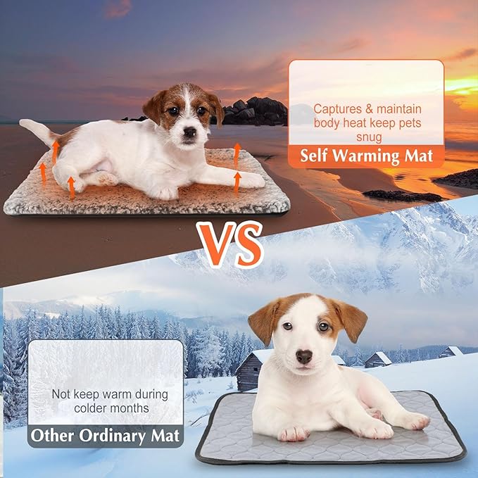 4 Pack Self Warming Cat Bed Indoor Self Heating Dog Cat Pad Washable 16 x 20 Inch Thermal Pet Kennel Pad Crate Bed Mat Reflect Body Heat for Outdoor(45 x 28 Inch)