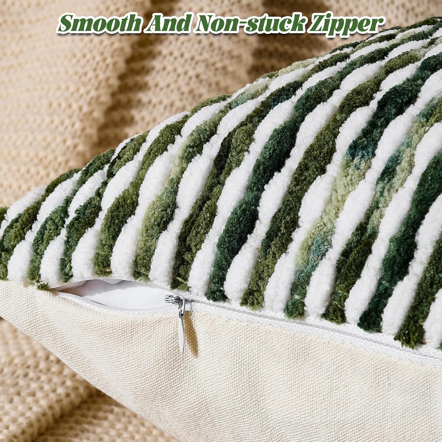 AmHoo Boho Chenille Pillow Cover Decorative Tufted Pillowcase for Couch Bed Sofa Bedroom Living Room Modern 12 x 20-Inch Sage Green