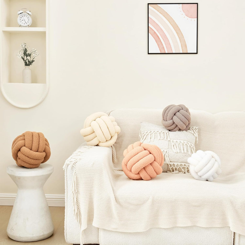 Petrella Knot Pillow Throw Pillows Ball Round Throw Pillows Home Decor Cushion Decorative Aesthetic Pink 8inch