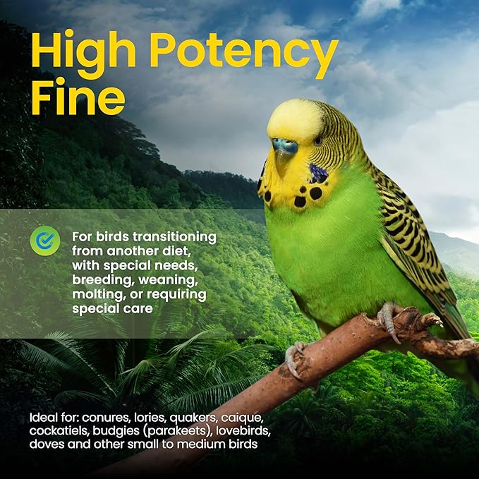 Harrison's Bird Foods High Potency Maximum Nutritional Formula for Small to Medium Birds, Certified Organic Non-GMO Pet Bird Food, Vet-Developed, Suitable for All Life Stages, 2.27 kg/ 5 lb