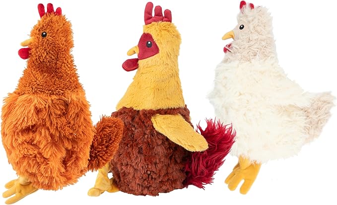 Best Pet Supplies Chicken Crinkle Plush Dog Toys for Interactive Play, Puppy and Senior Indoor Play, Colorful Chicken Toy Shape, Cute and Cuddly - Crinkle Chicken (Brown)