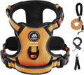 IVY&LANE No Pull Dog Harness for Large Dogs, Dog Vest Harness with Leash, Safety Belt and Storage Strap, Fully Adjustable Harness, 360° Reflective Strip, Soft Handle (Orange,X-Large)