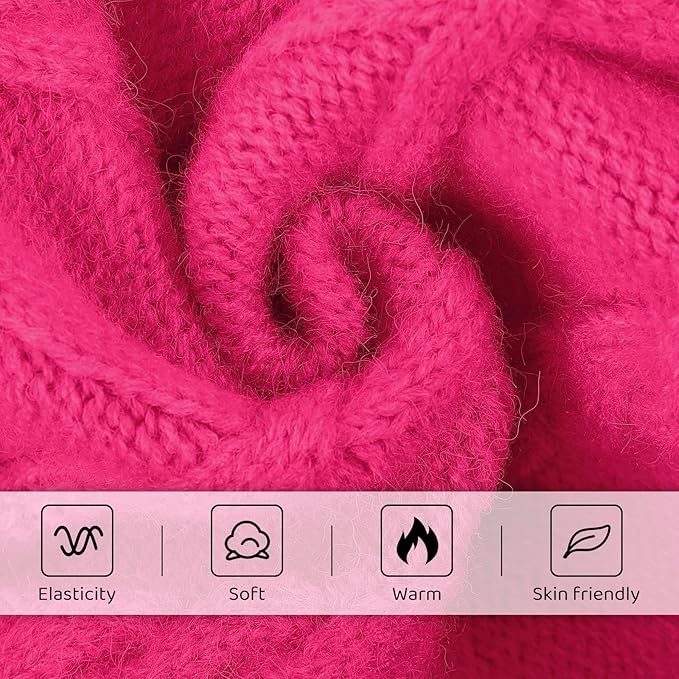 Queenmore Small Dog Pullover Sweater, Cold Weather Cable Knitwear, Classic Turtleneck Thick Warm Clothes for Chihuahua, Bulldog, Dachshund, Pug (Fuchsia, X-Small)