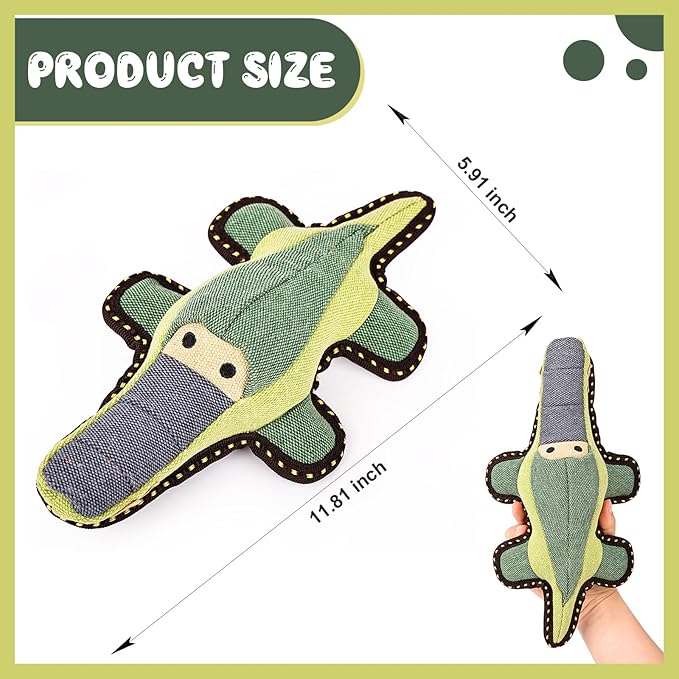 Tough Durable Squeaky Dog Toys for chewers Interactive to Keep Them Busy, Funny Tug of War Dogs Toy for Small Medium Large Cute Birthday Gift (Crocodile)