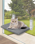 keny Foldable Cat Window Perch with 4 Larger Suction Cups, Cordless Window Bed with Reversible Cover for Cats Inside, Grey