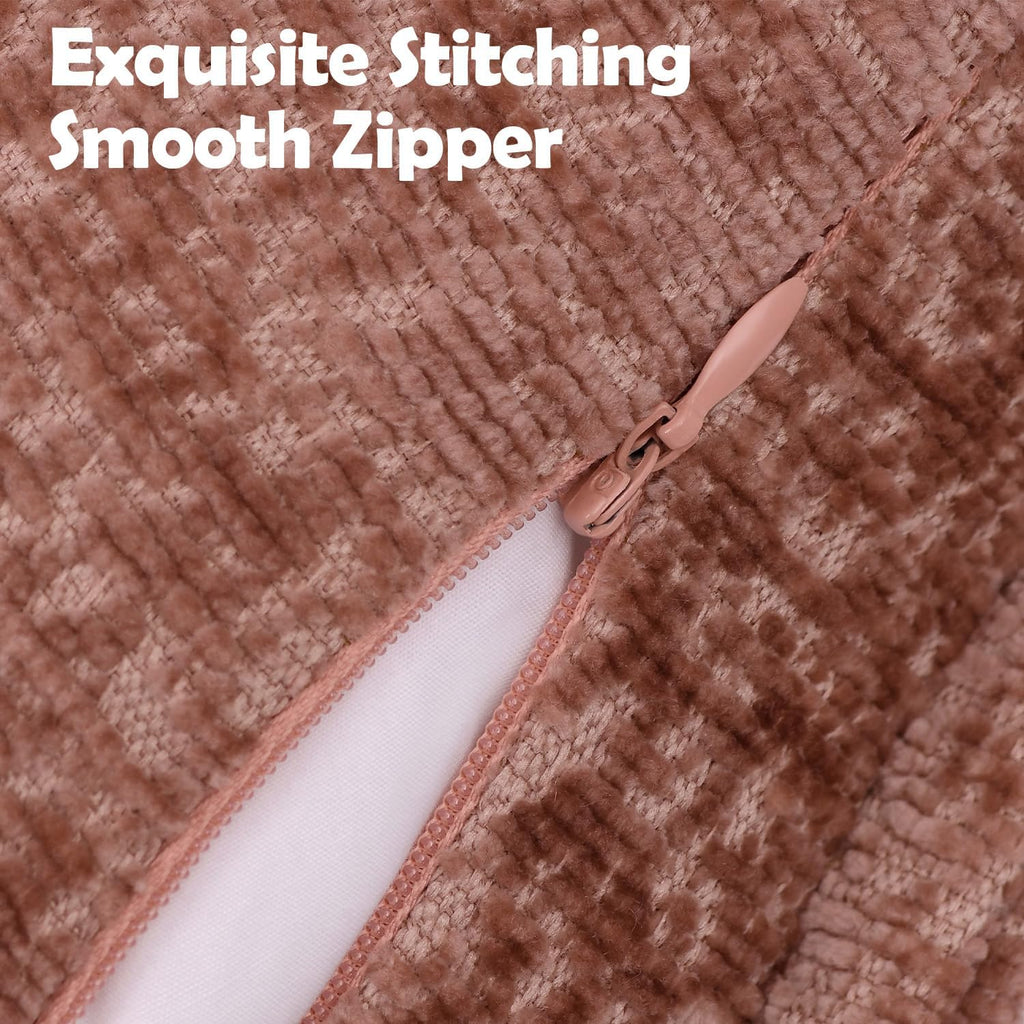 Pack of 2 Dusty Pink Decorative Throw Pillow Covers 20x20 Cozy Soft Chenille Boho Accent Vintage Farmhouse Square Couch Pillow Covers for Home Decor Bed Sofa Living Room