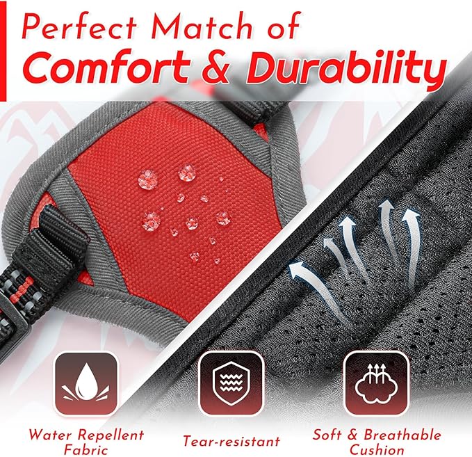 Eagloo Small Dog Harness No Pull, Service Vest with Reflective Strips and Control Handle, Adjustable and Comfortable for Easy Walking, No Choke Pet Harness with 2 Metal Rings, Red, XS