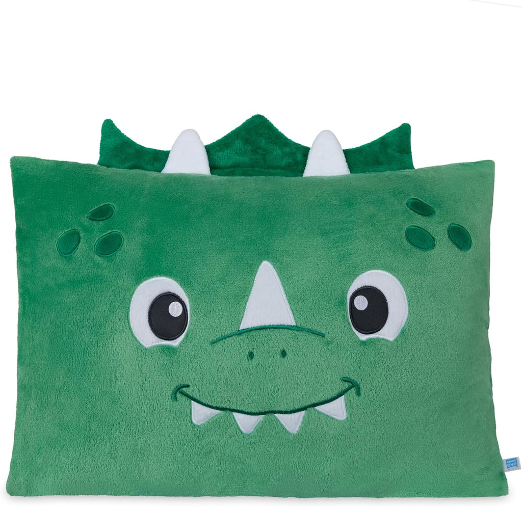 Saint Eve Kids Pillow Pals Fuzzy Pillow Case, Cute Animal Friends Soft Pillow Cover for Kids Beds and Nap Time - Mochi The Dino
