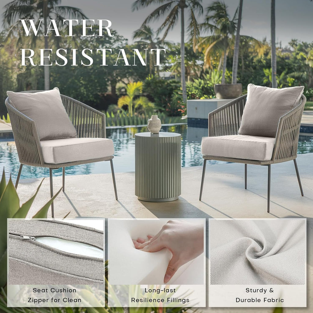 Rilyson Patio Cushions for Outdoor Furniture - 24×24 Inches High Back and Deep Seating Outdoor Cushion for Patio Chairs Sofa Couch Loveseat Water Resistant(Beige/2 Set/No Button)