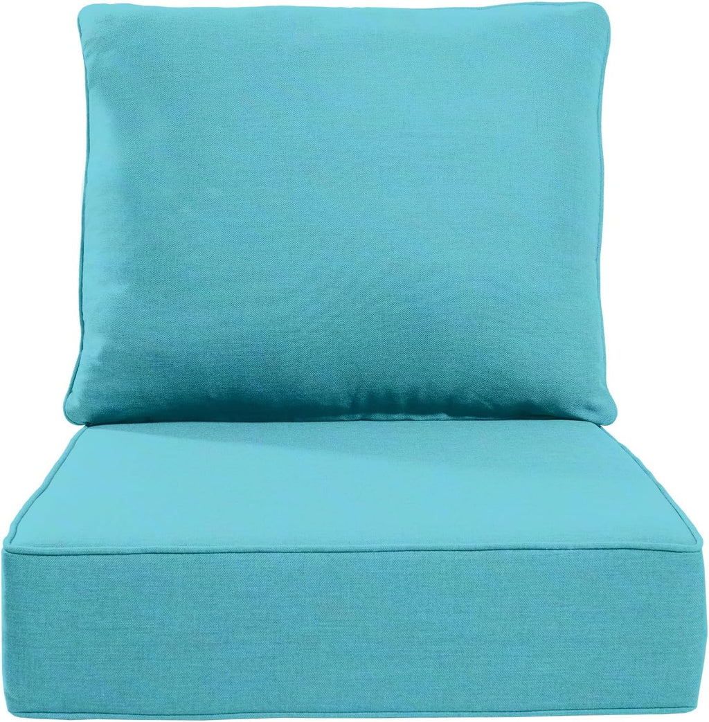 Luxury 24x24x6 Inch Outdoor Cushions - Water&UV&Fade Resistant 1 Set Zippered Patio Chair Cushion for Wicker Dining Rocking Swivel Chairs Loveseat Couch Sectional Sofa - Turquoise